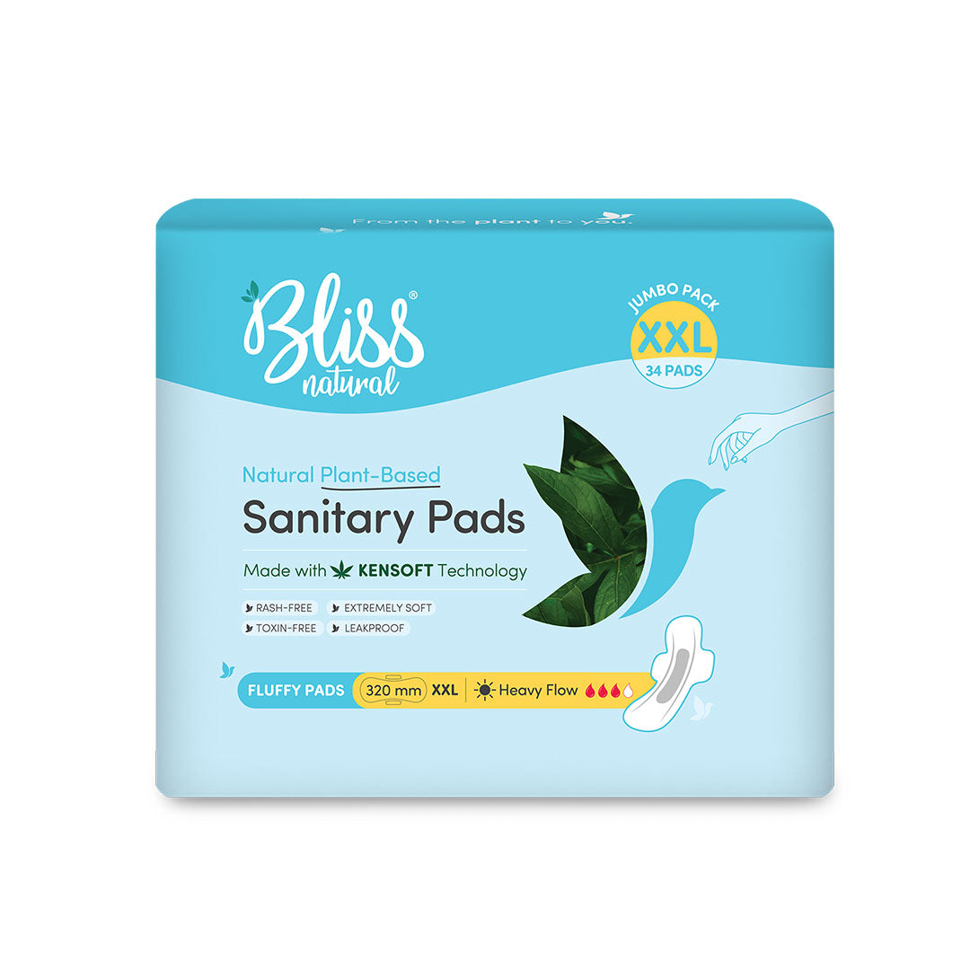 Buy Organic Sanitary Pads - XXL Fluffy-Jumbo (34 Pads) - Bliss Natural