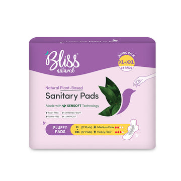 Buy Organic Sanitary Pads -  XL | XXL Fluffy-Jumbo (34 Pads) - Bliss Natural