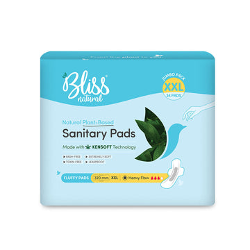 Bliss Natural Organic Sanitary Pads XXL Fluffy-Jumbo (34 Pads) | Plant Based